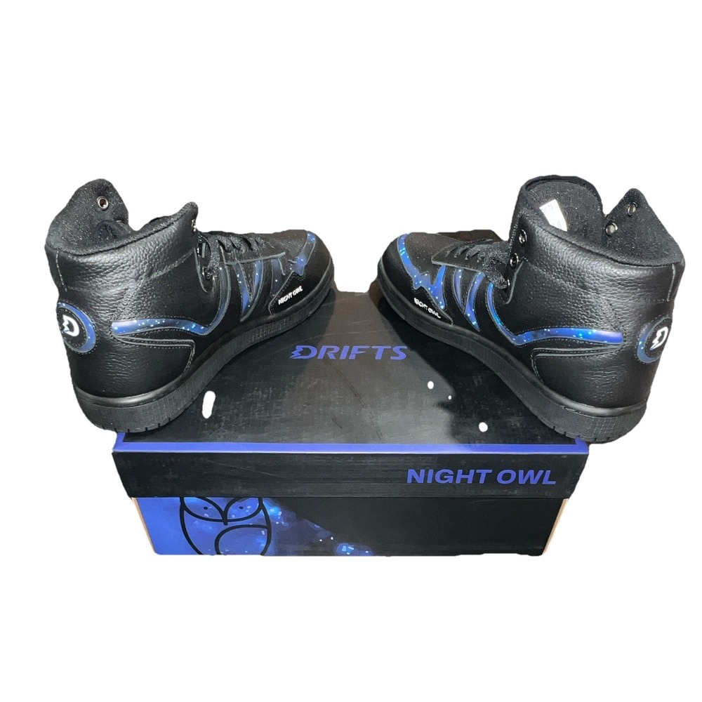 26N23/DRIFTS Night Owl Black Blue High Top Leather Men's Basketball Sneakers